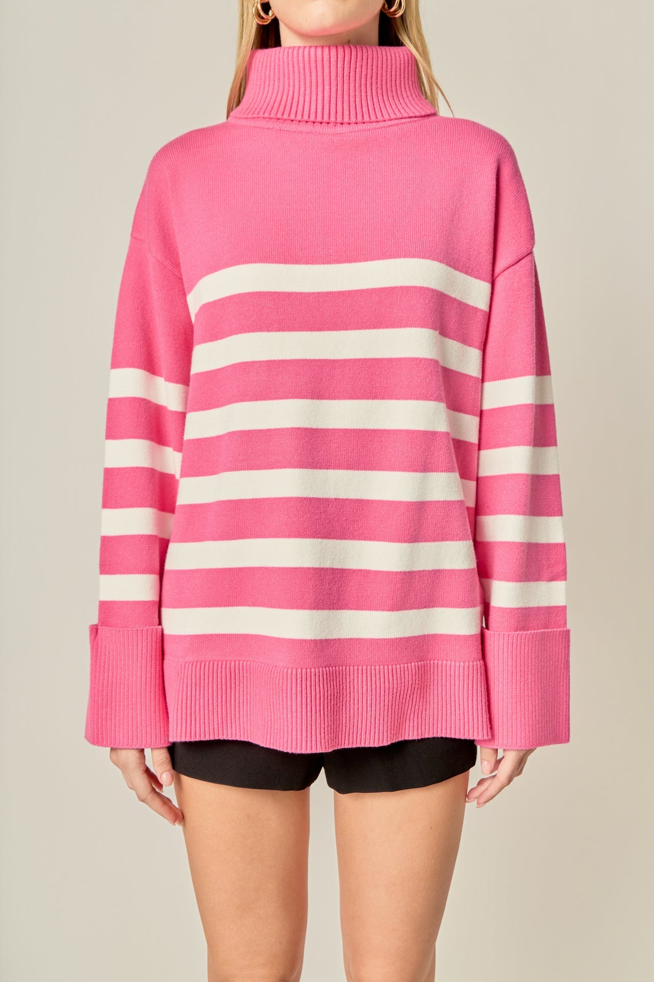 ENGLISH FACTORY - Turtle Neck Stripe Sweater - SWEATERS & KNITS available at Objectrare
