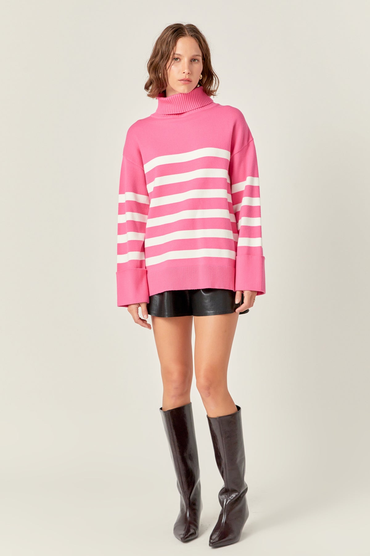 ENGLISH FACTORY - Turtle Neck Stripe Sweater - SWEATERS & KNITS available at Objectrare