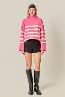 ENGLISH FACTORY - Turtle Neck Stripe Sweater - SWEATERS & KNITS available at Objectrare