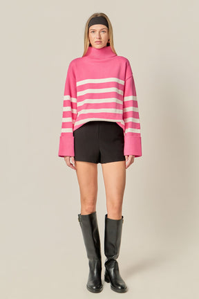 ENGLISH FACTORY - Turtle Neck Stripe Sweater - SWEATERS & KNITS available at Objectrare