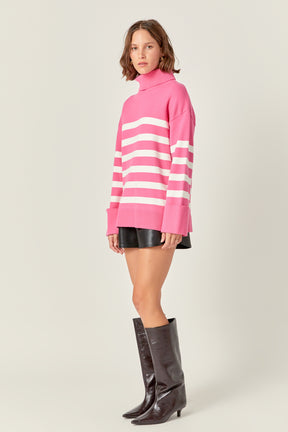ENGLISH FACTORY - Turtle Neck Stripe Sweater - SWEATERS & KNITS available at Objectrare