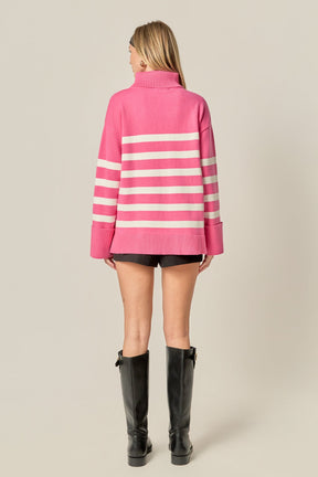 ENGLISH FACTORY - Turtle Neck Stripe Sweater - SWEATERS & KNITS available at Objectrare