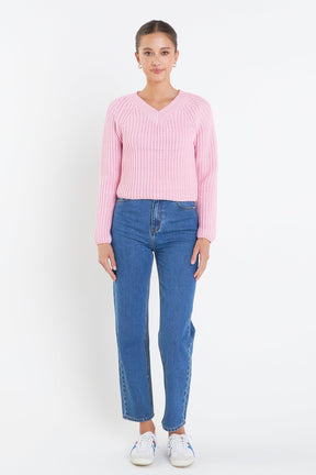 ENGLISH FACTORY - V-neck Knit Sweater - SWEATERS & KNITS available at Objectrare