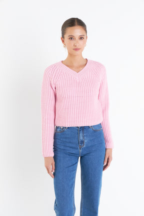 ENGLISH FACTORY - V-neck Knit Sweater - SWEATERS & KNITS available at Objectrare