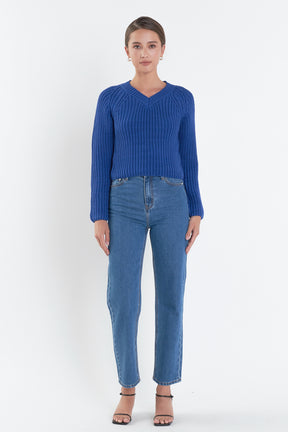 ENGLISH FACTORY - V-neck Knit Sweater - SWEATERS & KNITS available at Objectrare