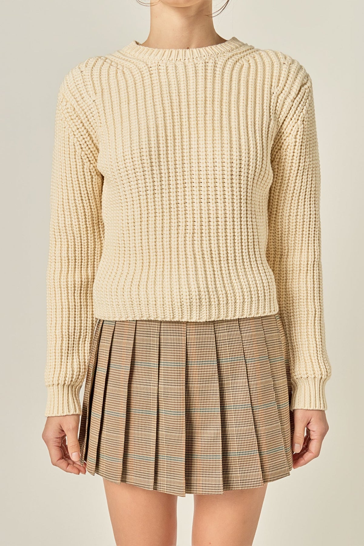 ENGLISH FACTORY - Round-neck Knit Sweater - SWEATERS & KNITS available at Objectrare