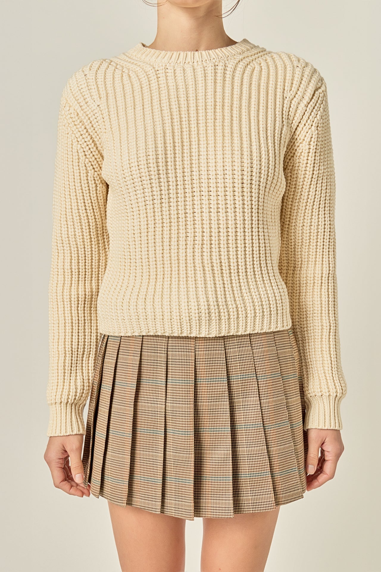 ENGLISH FACTORY - Round-neck Knit Sweater - SWEATERS & KNITS available at Objectrare