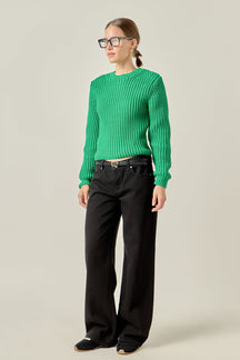 ENGLISH FACTORY - Round-neck Knit Sweater - SWEATERS & KNITS available at Objectrare
