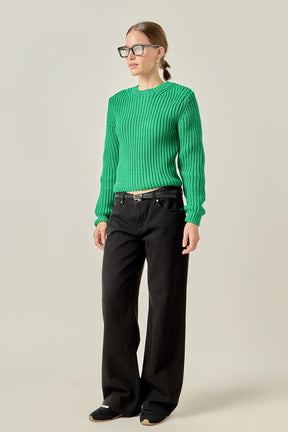 ENGLISH FACTORY - Round-neck Knit Sweater - SWEATERS & KNITS available at Objectrare