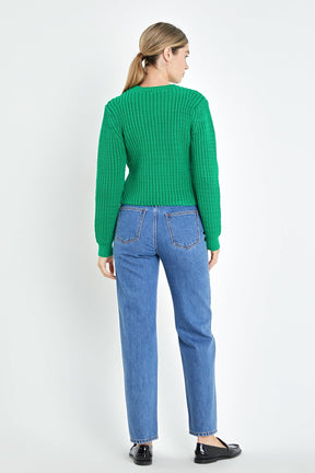 ENGLISH FACTORY - Round-neck Knit Sweater - SWEATERS & KNITS available at Objectrare