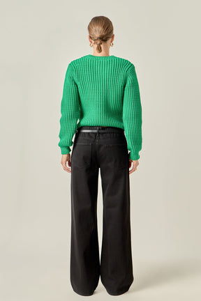 ENGLISH FACTORY - Round-neck Knit Sweater - SWEATERS & KNITS available at Objectrare