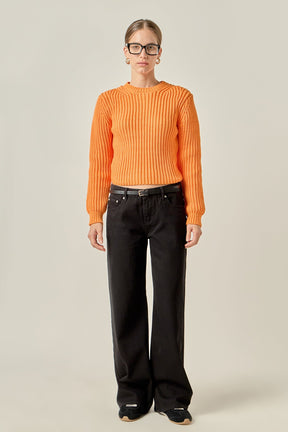 ENGLISH FACTORY - Round-neck Knit Sweater - SWEATERS & KNITS available at Objectrare