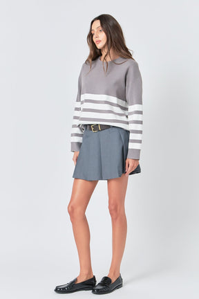 ENGLISH FACTORY - Stripe Round Neck Sweater - SWEATERS & KNITS available at Objectrare