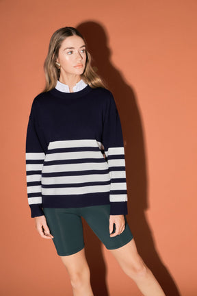 ENGLISH FACTORY - English Factory - Stripe Round Neck Sweater - SWEATERS & KNITS available at Objectrare