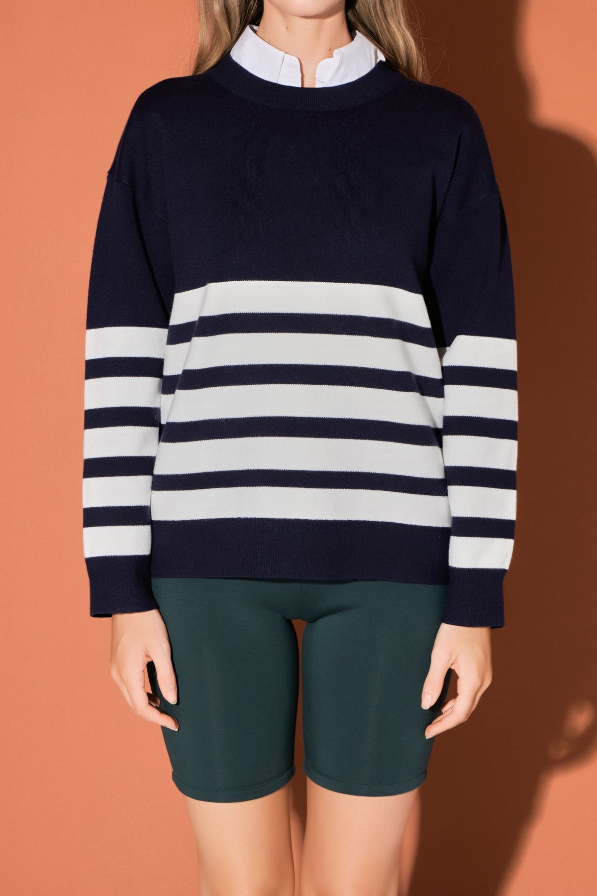 ENGLISH FACTORY - Stripe Round Neck Sweater - SWEATERS & KNITS available at Objectrare