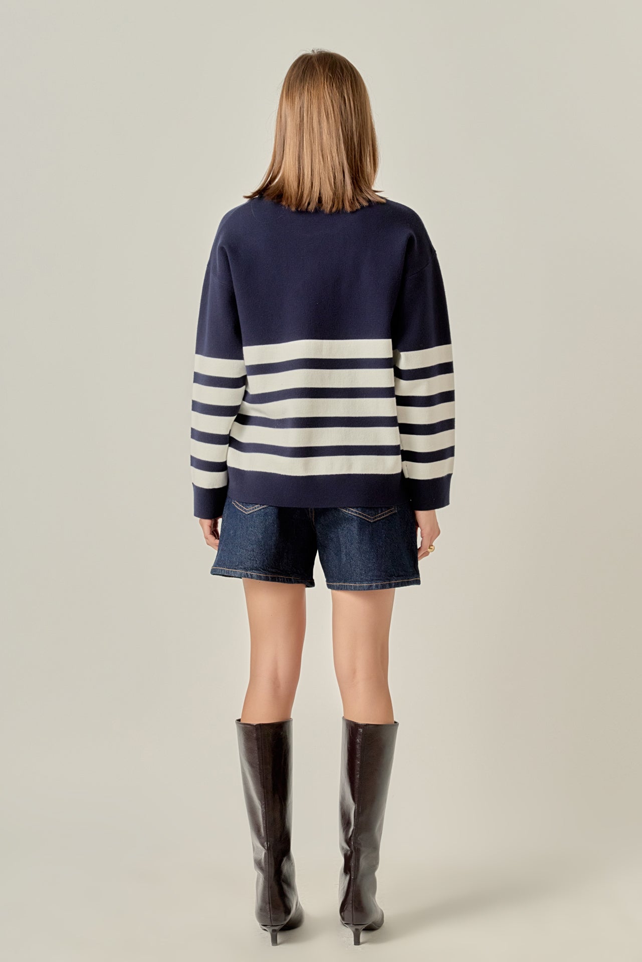 ENGLISH FACTORY - Stripe Round Neck Sweater - SWEATERS & KNITS available at Objectrare