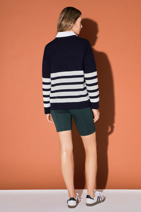 ENGLISH FACTORY - Stripe Round Neck Sweater - SWEATERS & KNITS available at Objectrare