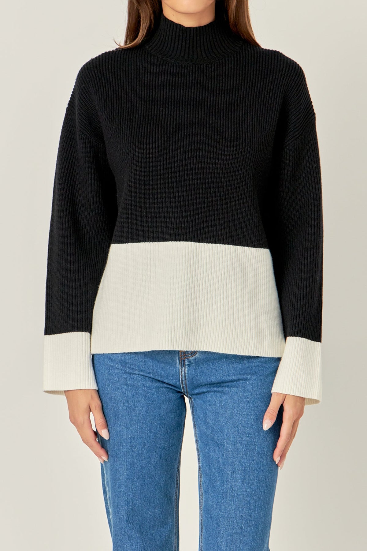 ENGLISH FACTORY - English Factory - Bicolor High Collar Sweater - SWEATERS & KNITS available at Objectrare