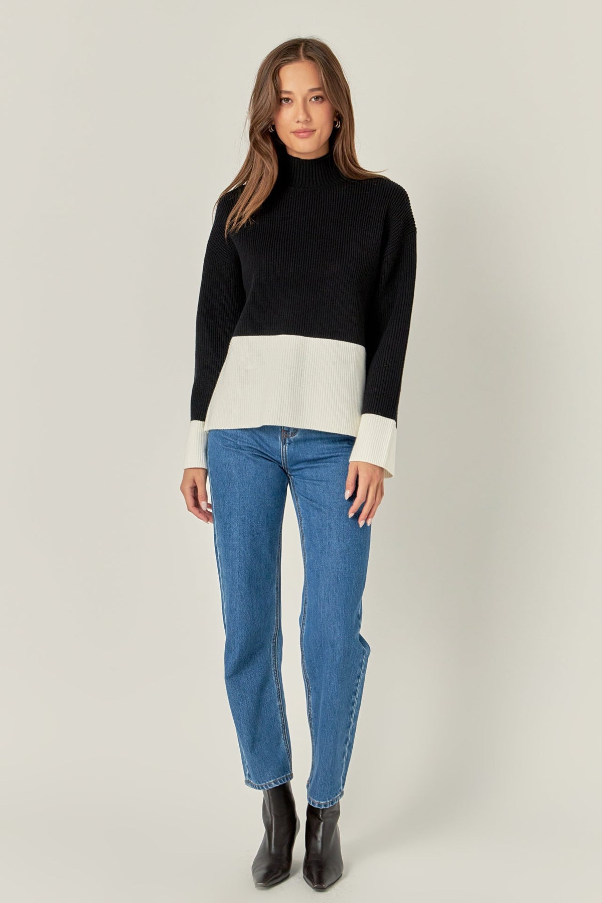 ENGLISH FACTORY - Bicolor High Collar Sweater - SWEATERS & KNITS available at Objectrare