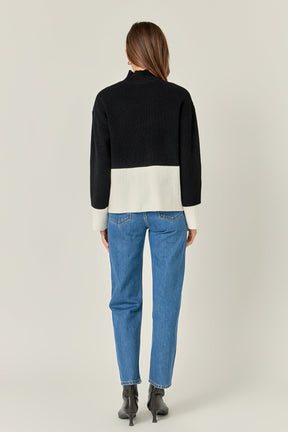 ENGLISH FACTORY - Bicolor High Collar Sweater - SWEATERS & KNITS available at Objectrare