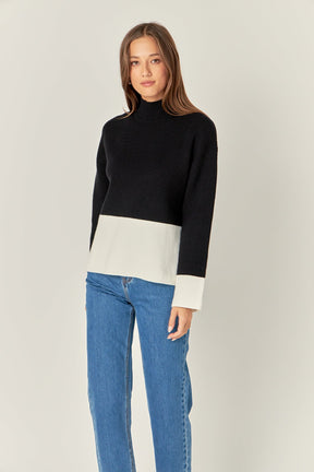 ENGLISH FACTORY - Bicolor High Collar Sweater - SWEATERS & KNITS available at Objectrare