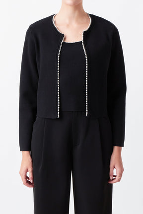 Pearl Trim Knit Cardigan