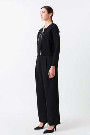 ENDLESS ROSE - Pearl Trim Knit Cardigan - JACKETS available at Objectrare