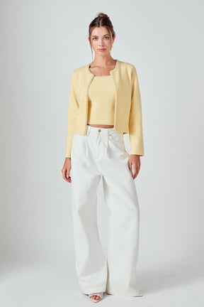 ENDLESS ROSE - Pearl Trim Knit Cardigan - JACKETS available at Objectrare