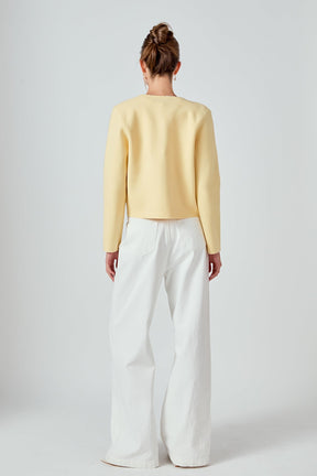ENDLESS ROSE - Pearl Trim Knit Cardigan - JACKETS available at Objectrare
