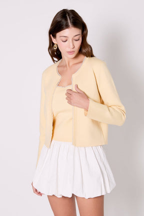 ENDLESS ROSE - Pearl Trim Knit Cardigan - JACKETS available at Objectrare