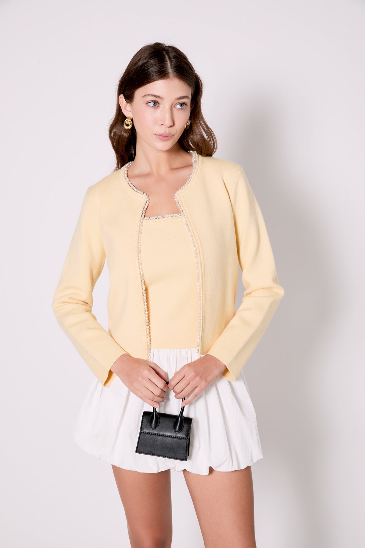 ENDLESS ROSE - Endless Rose - Pearl Trim Knit Cardigan - JACKETS available at Objectrare