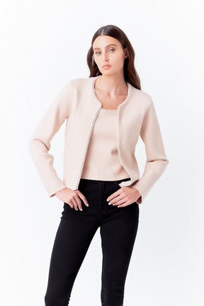 Pearl Trim Knit Cardigan