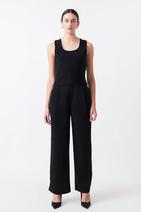 ENDLESS ROSE - Pearl Trim Knit Tank Top - TOPS available at Objectrare