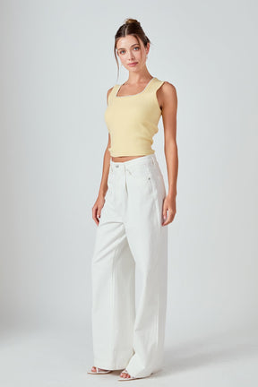 ENDLESS ROSE - Pearl Trim Knit Tank Top - TOPS available at Objectrare