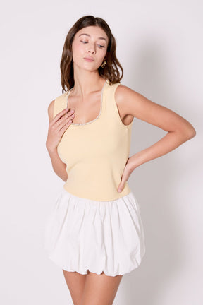 ENDLESS ROSE - Pearl Trim Knit Tank Top - TOPS available at Objectrare