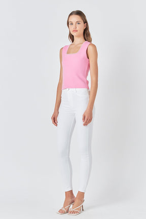 Pearl Trim Knit Tank Top