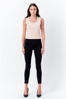 ENDLESS ROSE - Pearl Trim Knit Tank Top - TOPS available at Objectrare