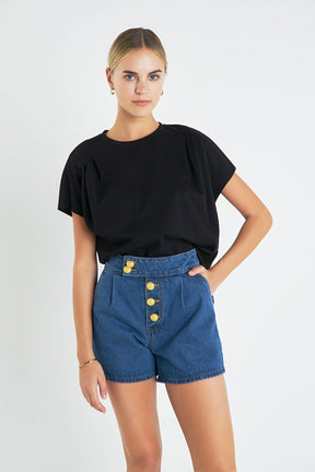 ENGLISH FACTORY - Pleated T-Shirt - T-SHIRTS available at Objectrare