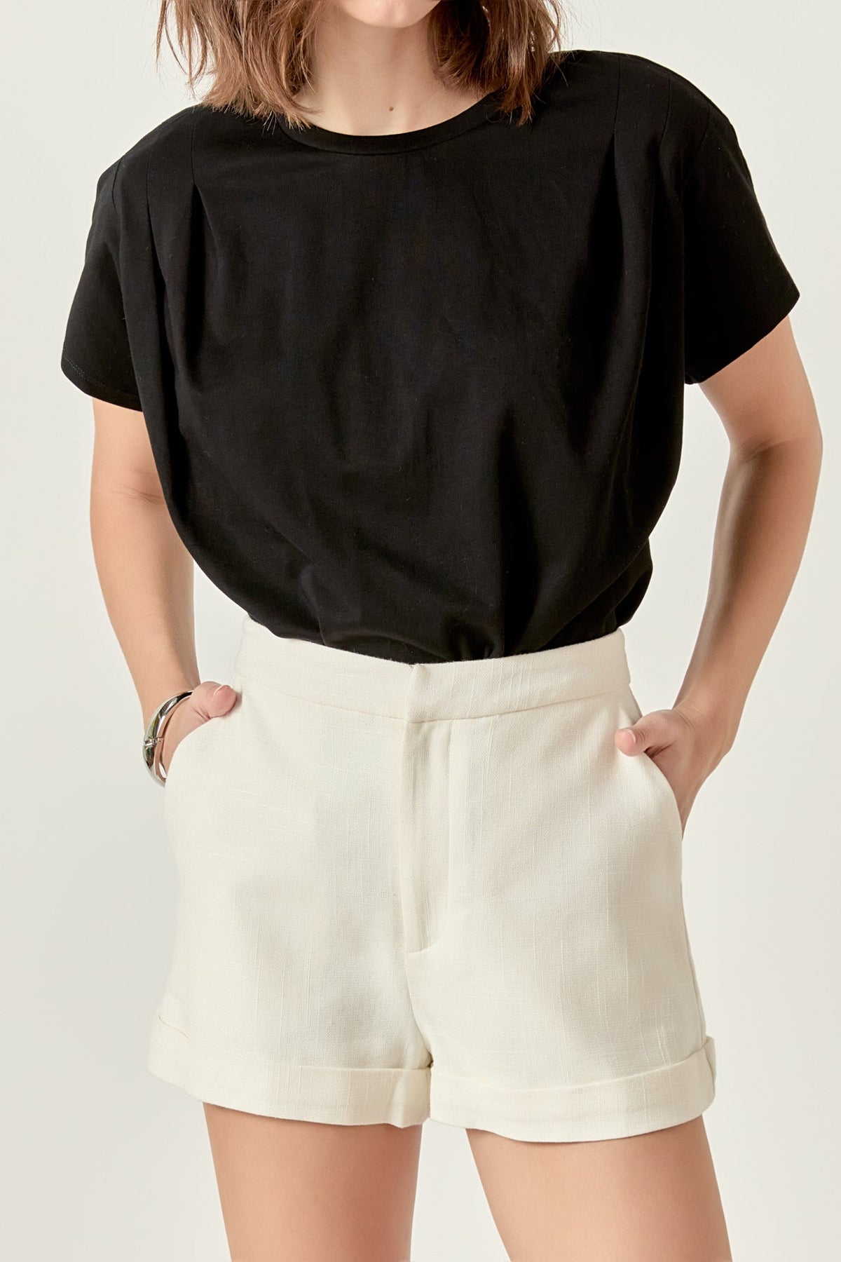 Pleated Short Sleeve T-Shirt
