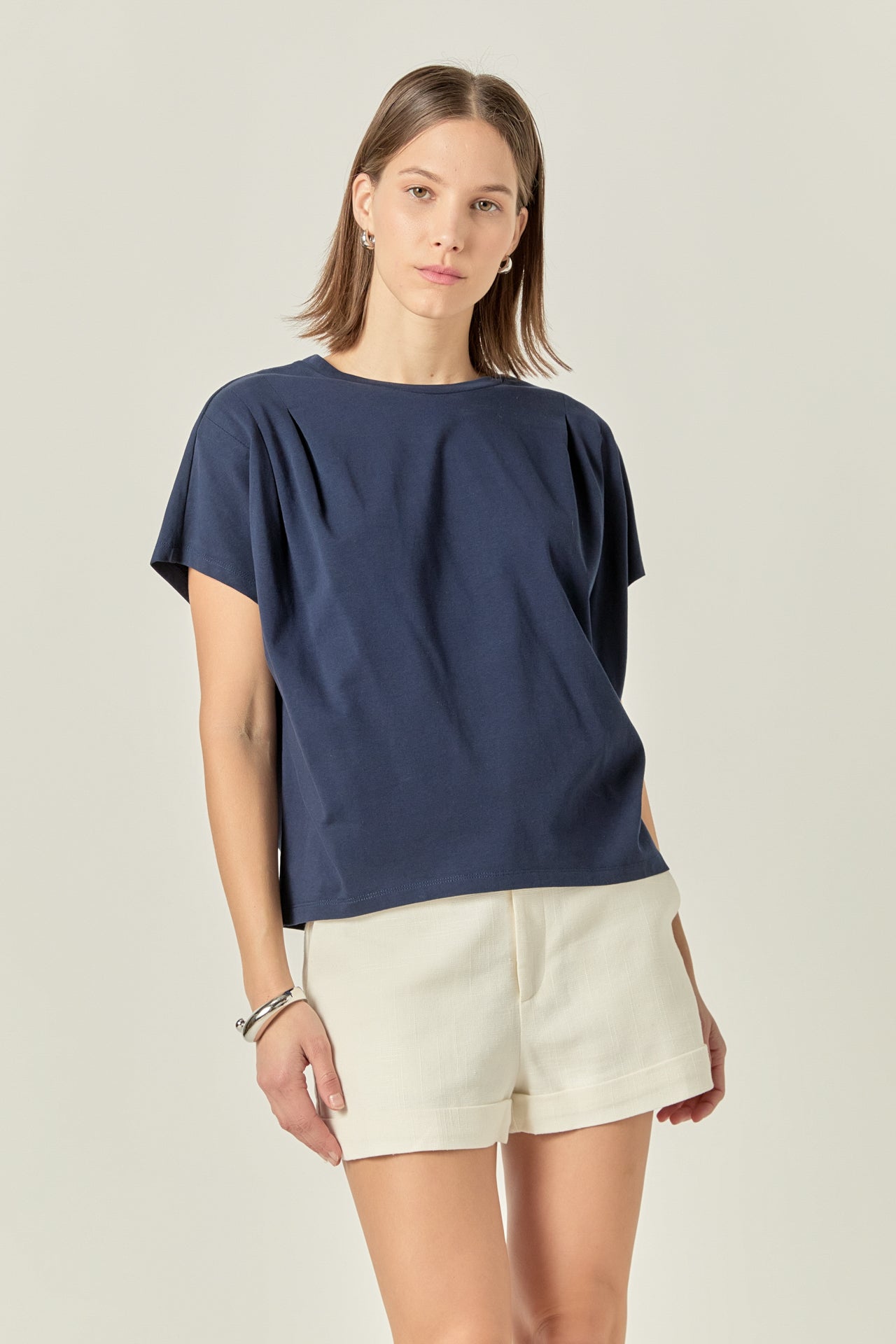 Pleated Short Sleeve T-Shirt