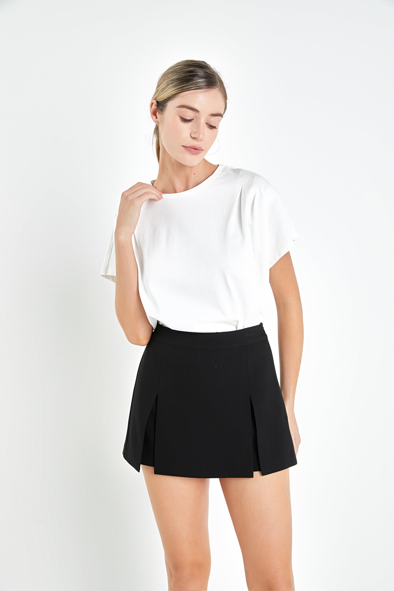 Pleated White T-Shirt