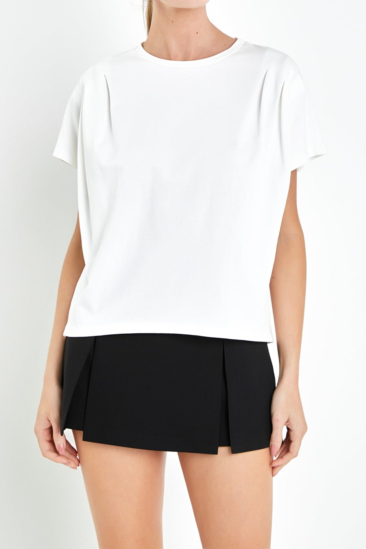 Pleated White T-Shirt
