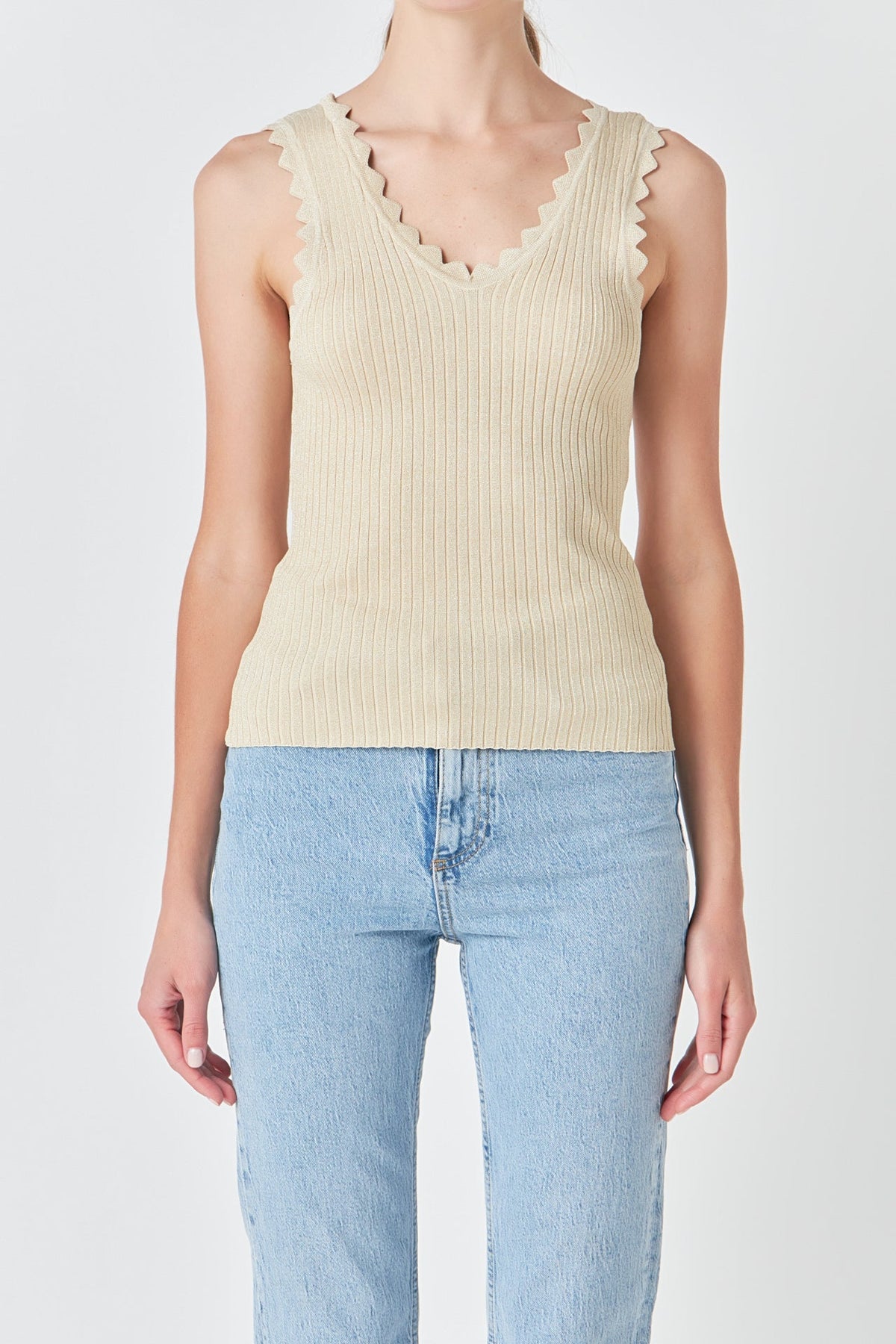 ENDLESS ROSE - Endless Rose - Scallop Detail Sleeveless Top - TOPS available at Objectrare