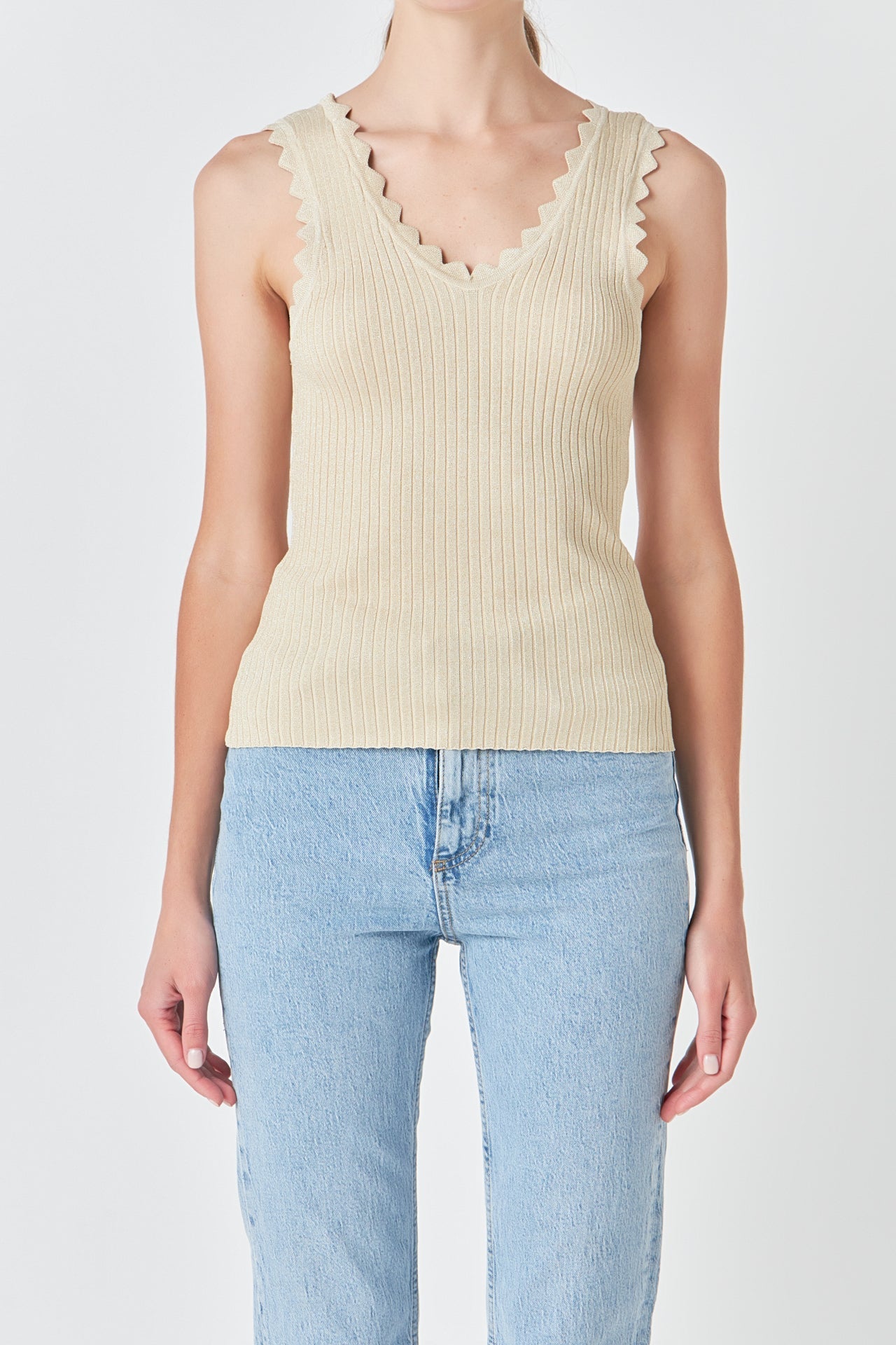 ENDLESS ROSE - Endless Rose - Scallop Detail Sleeveless Top - TOPS available at Objectrare