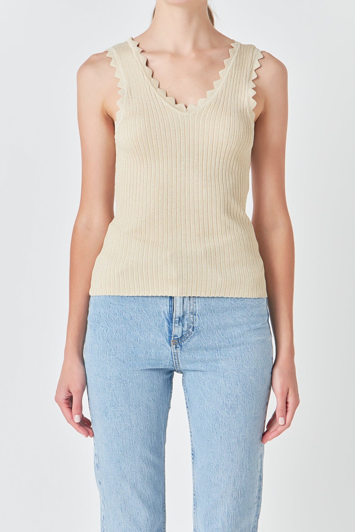 ENDLESS ROSE - Scallop Detail Sleeveless Top - TOPS available at Objectrare
