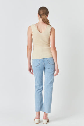 ENDLESS ROSE - Endless Rose - Scallop Detail Sleeveless Top - TOPS available at Objectrare