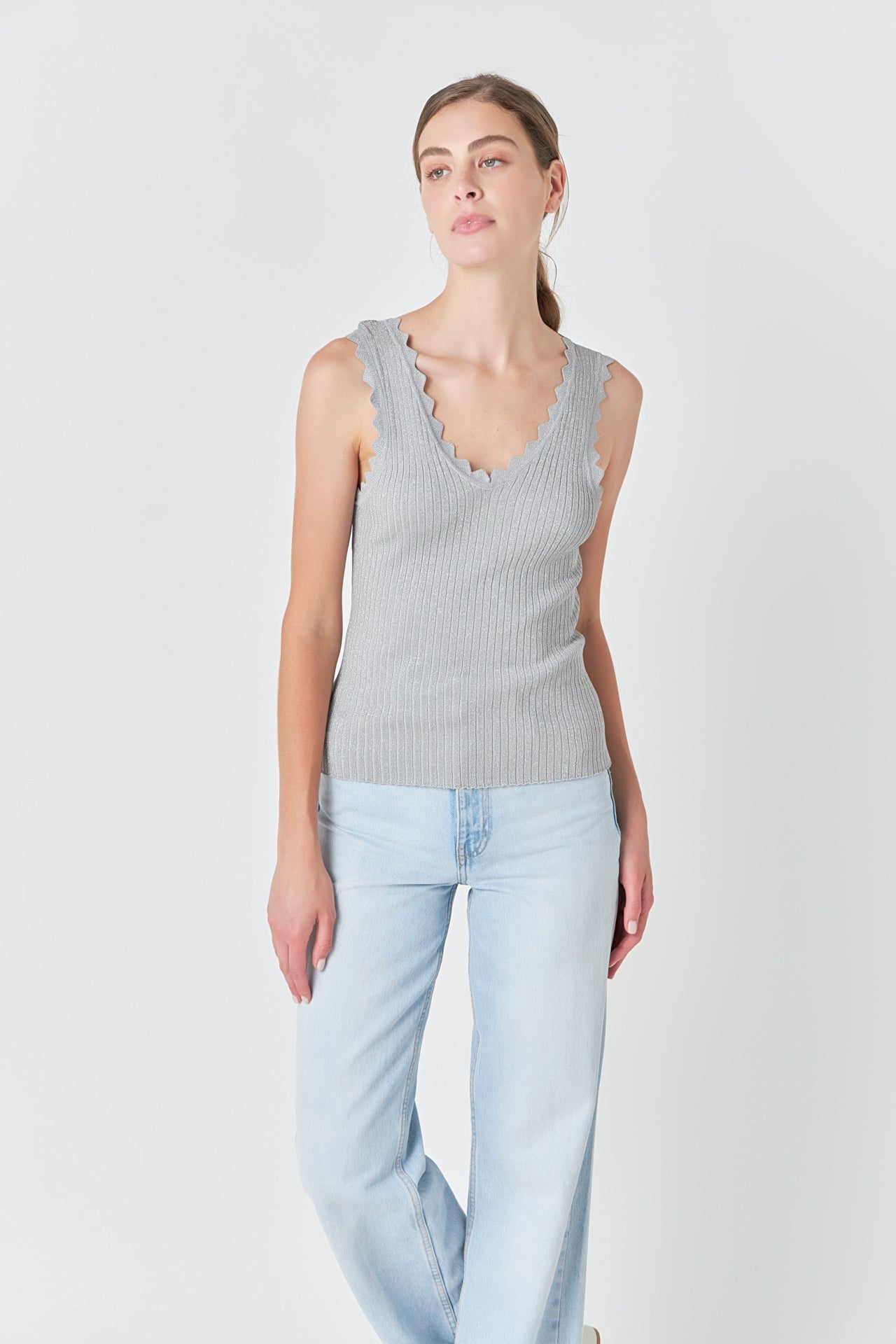 ENDLESS ROSE - Endless Rose - Scallop Detail Sleeveless Top - TOPS available at Objectrare