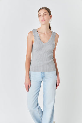 ENDLESS ROSE - Endless Rose - Scallop Detail Sleeveless Top - TOPS available at Objectrare