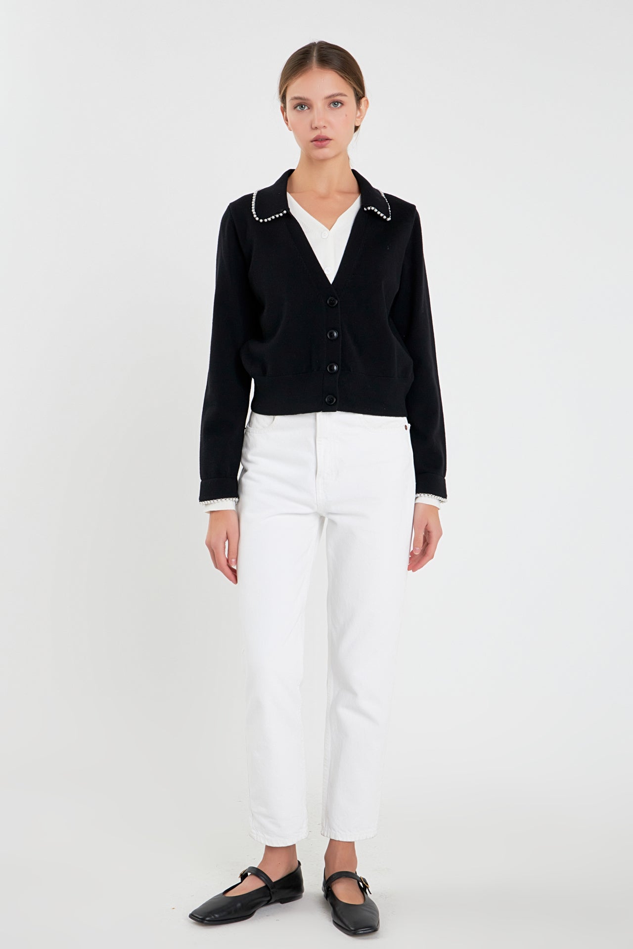 ENGLISH FACTORY - English Factory - Pearl Trim Vasity Cardigan - JACKETS available at Objectrare