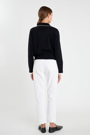 ENGLISH FACTORY - Pearl Trim Vasity Cardigan - JACKETS available at Objectrare